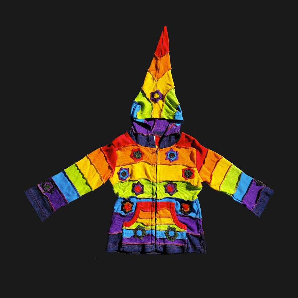 Rising International Cropped Patchwork Rainbow Ho… - image 3